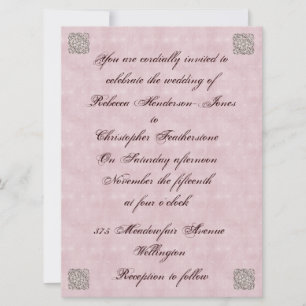 Elegant Rose Pink Vintage Wedding Invitation