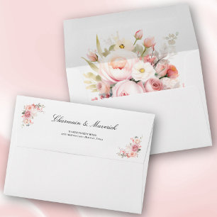 Elegant Rose Pink Wedding Flower Envelope