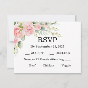 Elegant Rose Pink Wedding RSVP Card