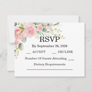 Elegant Rose Pink Wedding  RSVP Card