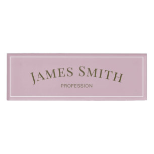 Elegant Rose Quartz & Gold Minimalist Professional Name Tag