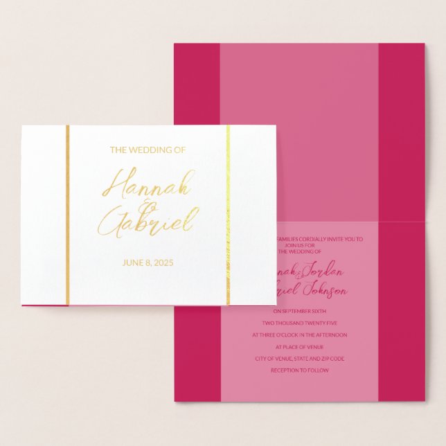 Elegant Rose Red Wedding Foil Invitation (Display)