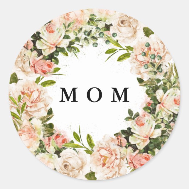 Elegant Rose Romance Mother's Day Classic Round St Classic Round Sticker (Front)