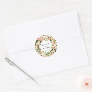 Elegant Rose Romance Wedding Classic Round Sticker
