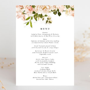 Elegant Rose Romance Wedding Menu