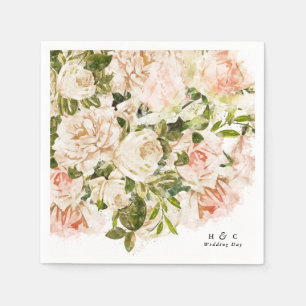 Elegant Rose Romance Wedding Table Napkins