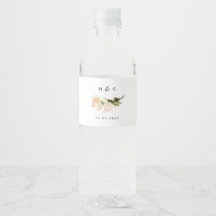Elegant Rose Romance Wedding Water Bottle Label