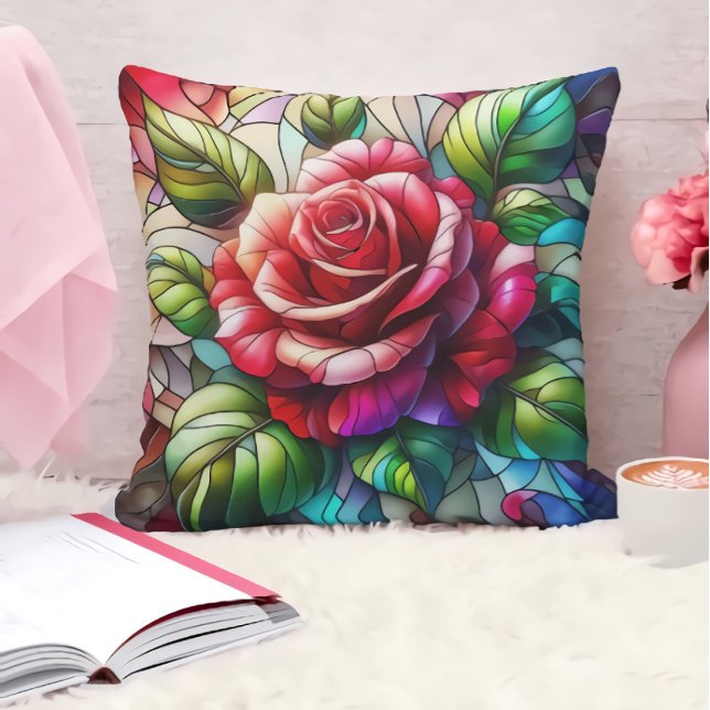 Elegant Rose Stained Glass Effect Cushion (Creator Uploaded)