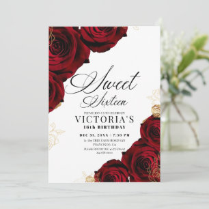 Elegant Rose Sweet Sixteen Birthday Party Invitation