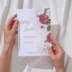 Elegant Rose-Themed Wedding Invitation