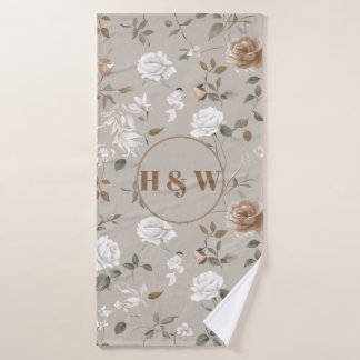 Elegant Rose & Vine Pattern Bath Towel