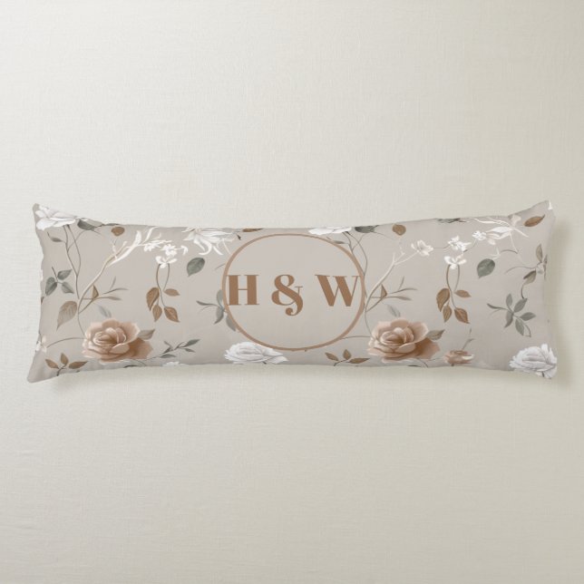 Elegant Rose & Vine Pattern Body Cushion (Front)