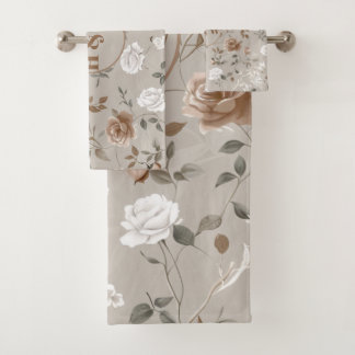 Elegant Rose & Vine Pattern Towel