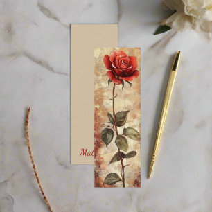 Elegant Rose Vintage Author Bookmark Card 