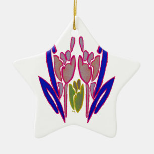 Elegant Rose Watercolor Art Print Ceramic Tree Decoration