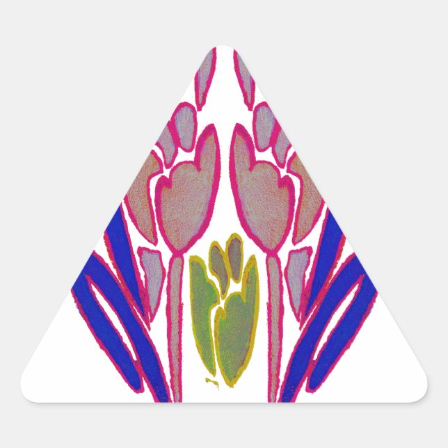 Elegant Rose Watercolor Art Print Triangle Sticker (Front)