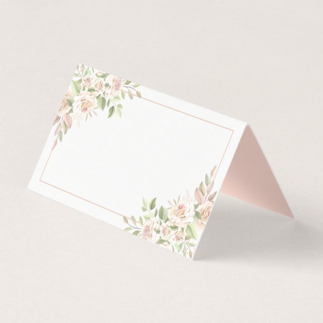 Elegant Rose  Watercolor Pink Floral Wedding  (Front)