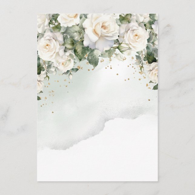 Elegant Rose Wedding Details Card (Back)
