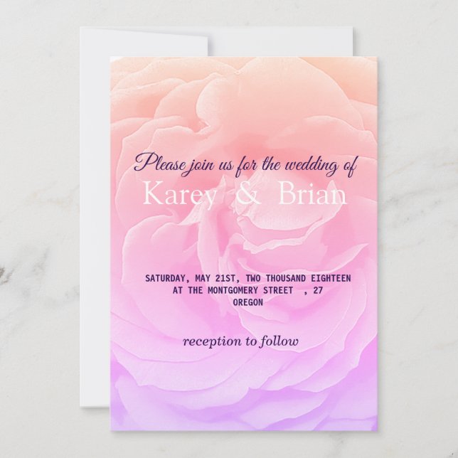 Elegant Rose Wedding Invitation Card (Front)