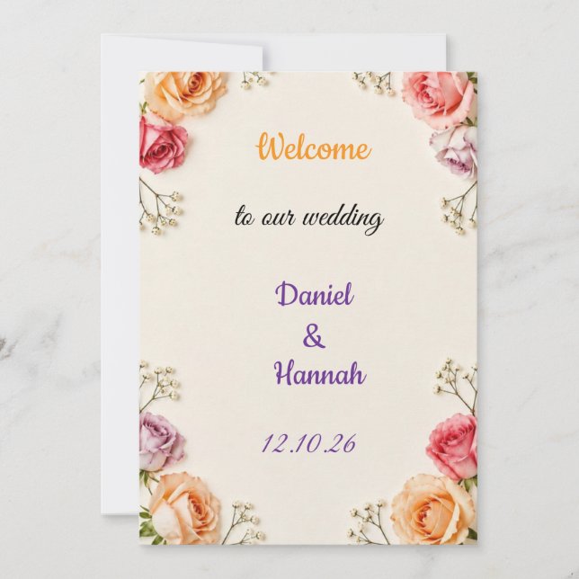 Elegant Rose Wedding invitation Welcome  (Front)