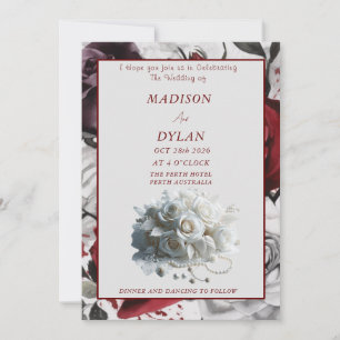 Elegant Rose Wedding Invitation with White Roses