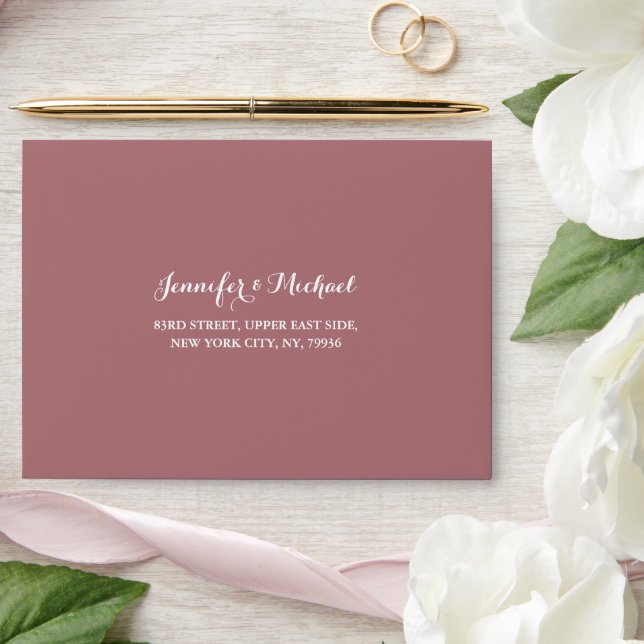 Elegant Rose Wedding Party RSVP Return Address 5x7 Envelope (Wedding)