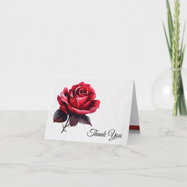 Elegant Rose Wedding  Thank You Card (Front)