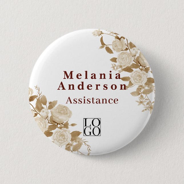 Elegant Rose White 6 Cm Round Badge (Front)