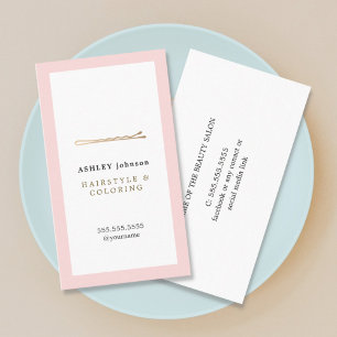 Elegant Rose White Faux Gold Hairdresser Business Card