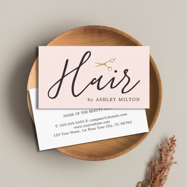 Elegant Rose White Golden Scissors Hair Stylist Business Card (Creator Uploaded)