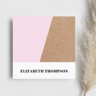 Elegant Rose White Kraft Geometric Consultant Square Business Card