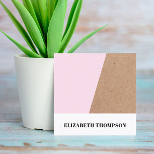 Elegant Rose White Kraft Geometric Consultant Square Business Card