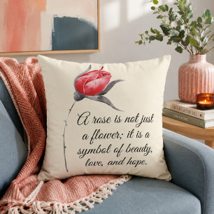 Elegant Rose with Inspirational Quote Cushion