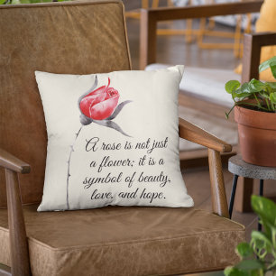 Elegant Rose with Inspirational Quote Cushion