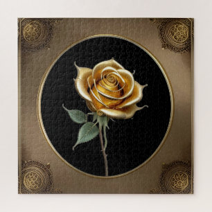 Elegant Rose with Ornate Decorative Frame Jigsaw Puzzle