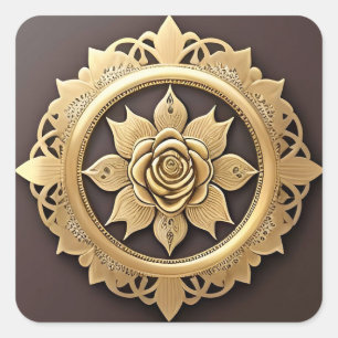 Elegant Rose with Ornate Decorative Frame Square Sticker