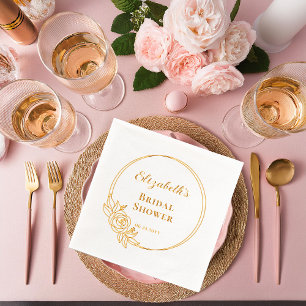 Elegant Rose Wreath Bridal Shower Stamped Foil Napkins