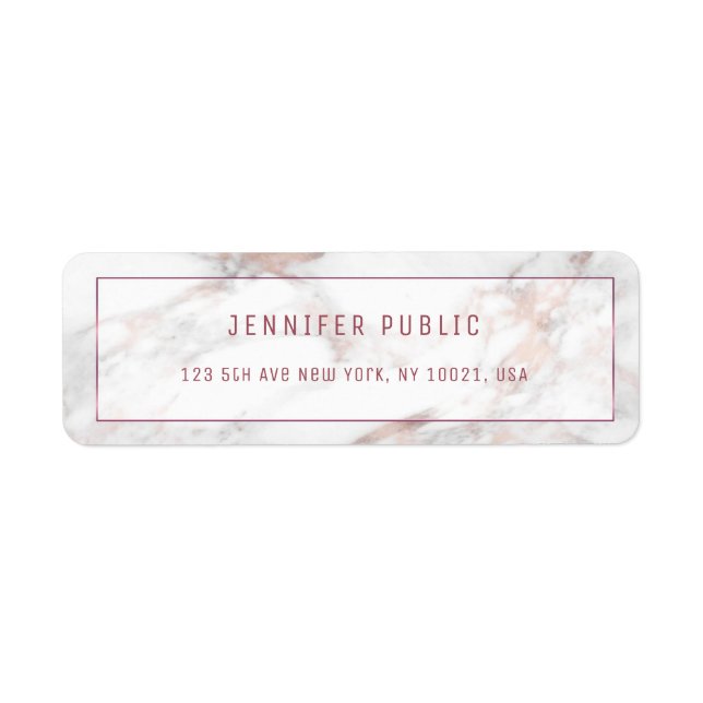 Elegant Rosegold Marble Template Return Address (Front)