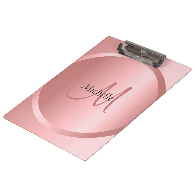 Elegant Rosegold Monogram Modern Template Clipboard (Angled)