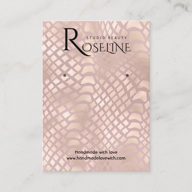 Elegant Rosegold Snake Print Display Card (Front)