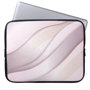 Elegant Rosegold Wavy Lines Texture Laptop Sleeve