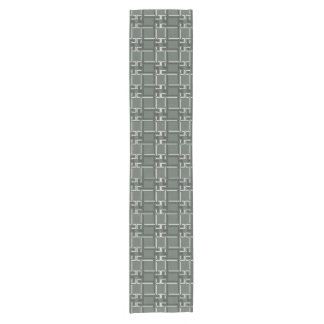 Elegant Rosemary Sage Greek Key Pattern Short Table Runner