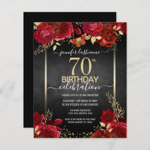 Elegant Roses 70th Birthday Invitation