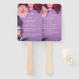 Elegant Roses and Gerbera Florals Wedding Program Hand Fan