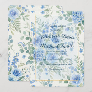 Elegant Roses and Hydrangea Botanical Design Invitation