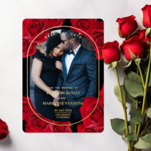 Elegant Roses and Photo Foil Save The Date