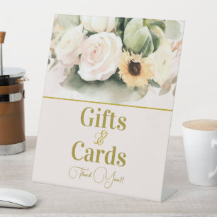 Elegant Roses and Sunflower Bouque Pedestal Sign