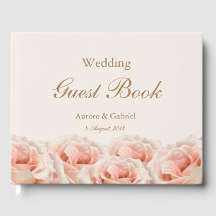 Elegant Roses Blush Champagne Wedding Guest Book