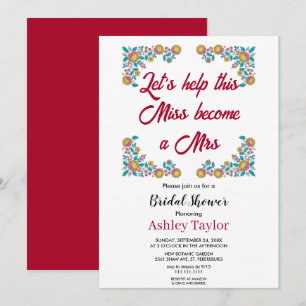 Elegant roses boho wreath floral Bridal Shower Invitation