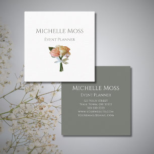 Elegant Roses Botanical Blush Professional Square Business Card